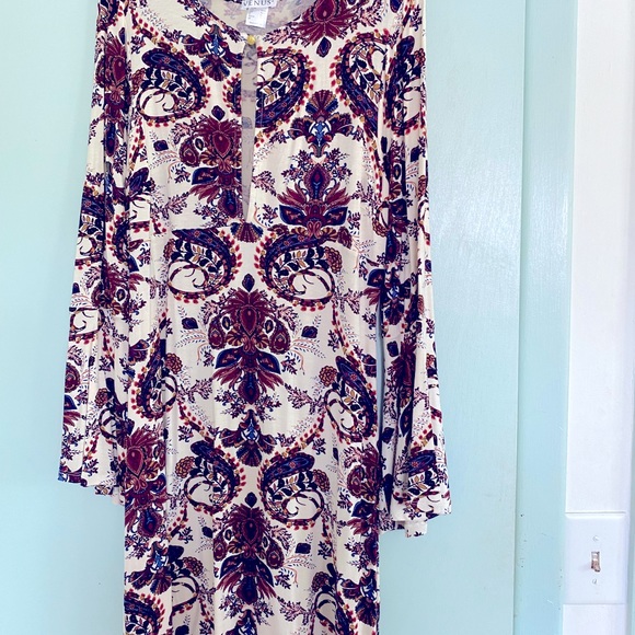 Bell Sleeve Dress with Rich Warm Colors - Picture 1 of 4